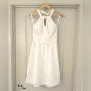 White House Black Market White Halter Fit & Flare Midi Dress